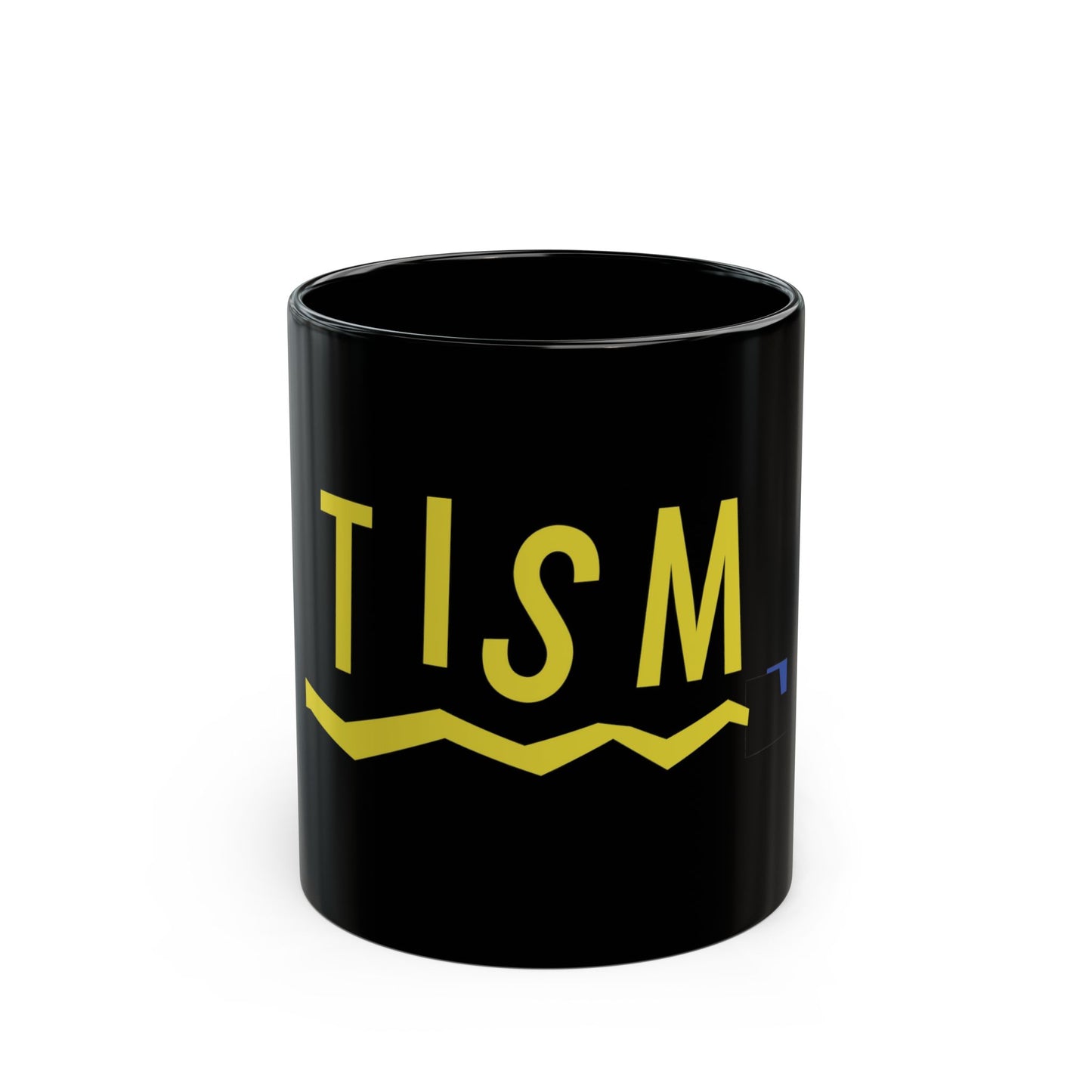 Autism Awareness Black Coffee Mug – Bold Yellow “AUTISM” Design (11oz/15oz)