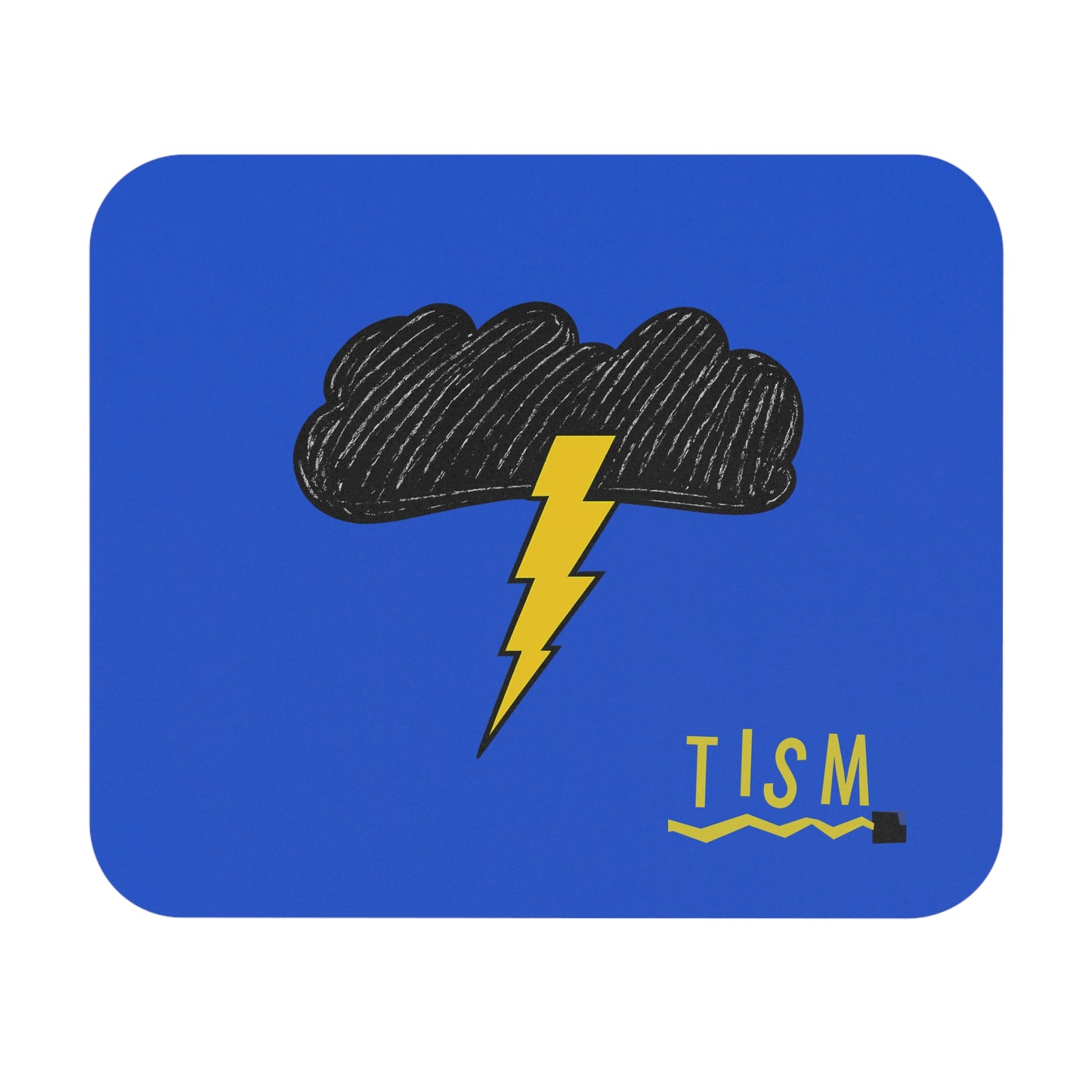 Storm Cloud Lightning Mouse Pad — Minimalist Yellow & Black Desk Mat