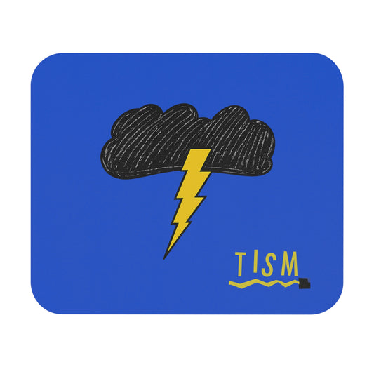 Storm Cloud Lightning Mouse Pad — Minimalist Yellow & Black Desk Mat